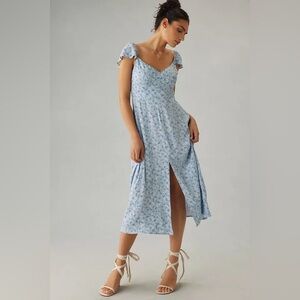 Reformation Light Blue Floral Baxley Midi Dress
